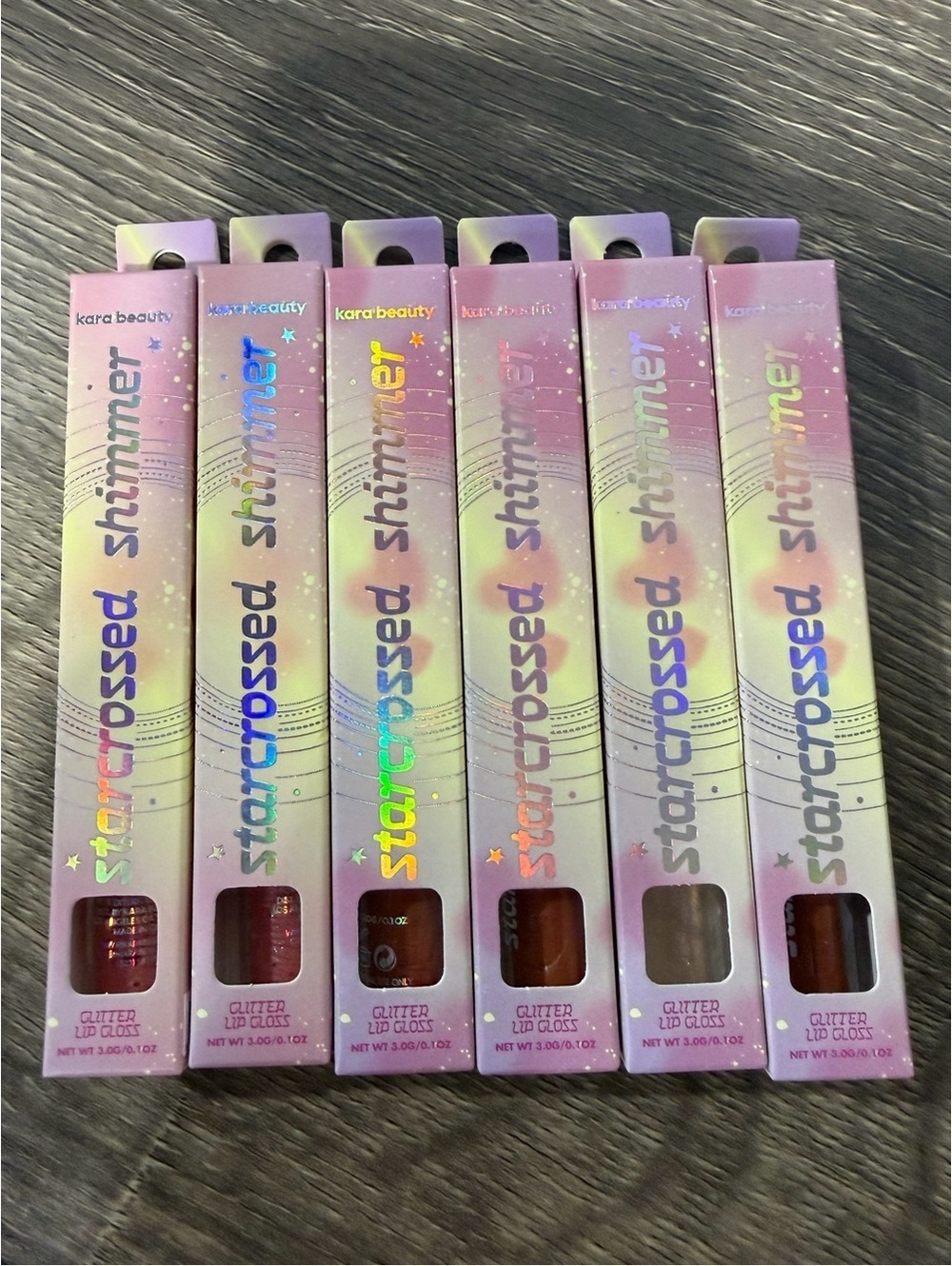 6 x Kara Beauty Starcrossed Shimmer Glitter Lip Gloss Assorted NEW